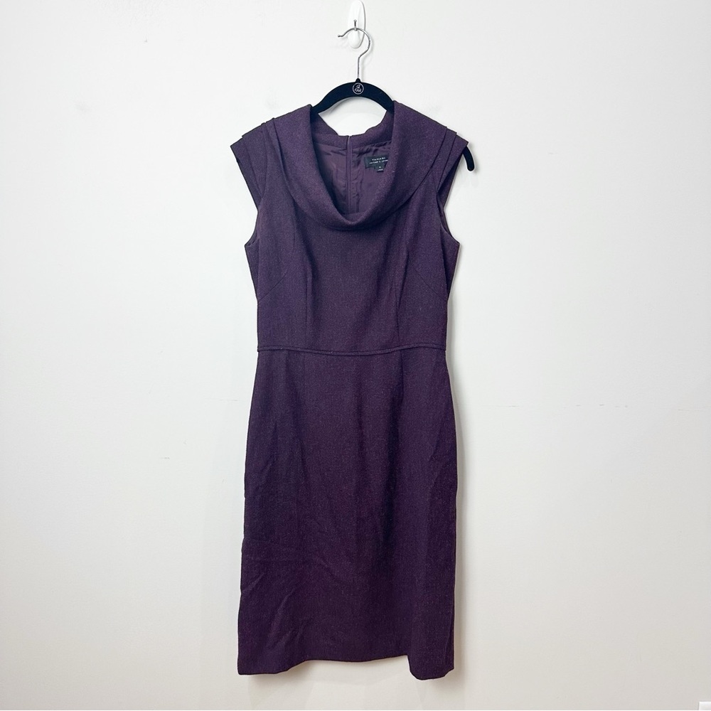 Tahari Cowl Neck Career Office Dress Plum Sleeveless
